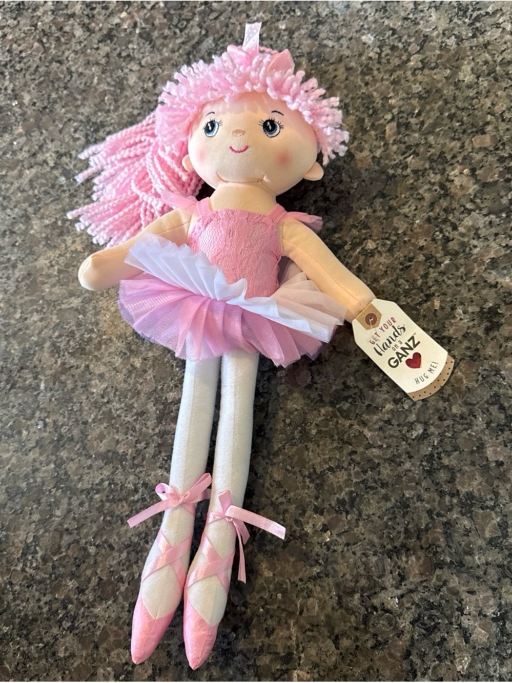 GANZ Pink Ballerina Rag Doll with Yarn Hair